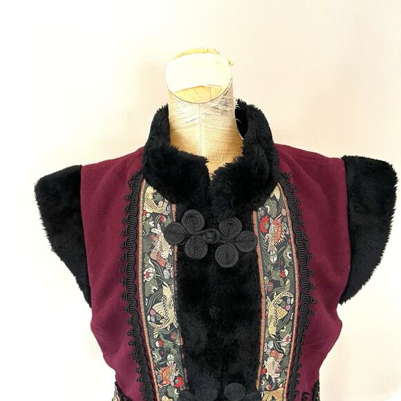 Samii Clothes VEST Small Scandinavian Ethnic wool Faux Fur Nordic Frozen Cosplay - Picture 5 of 12